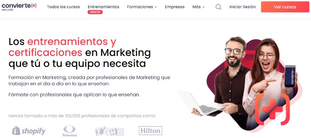 Escuela online de Vilma Núñez sobre marketing digital Convierte Más