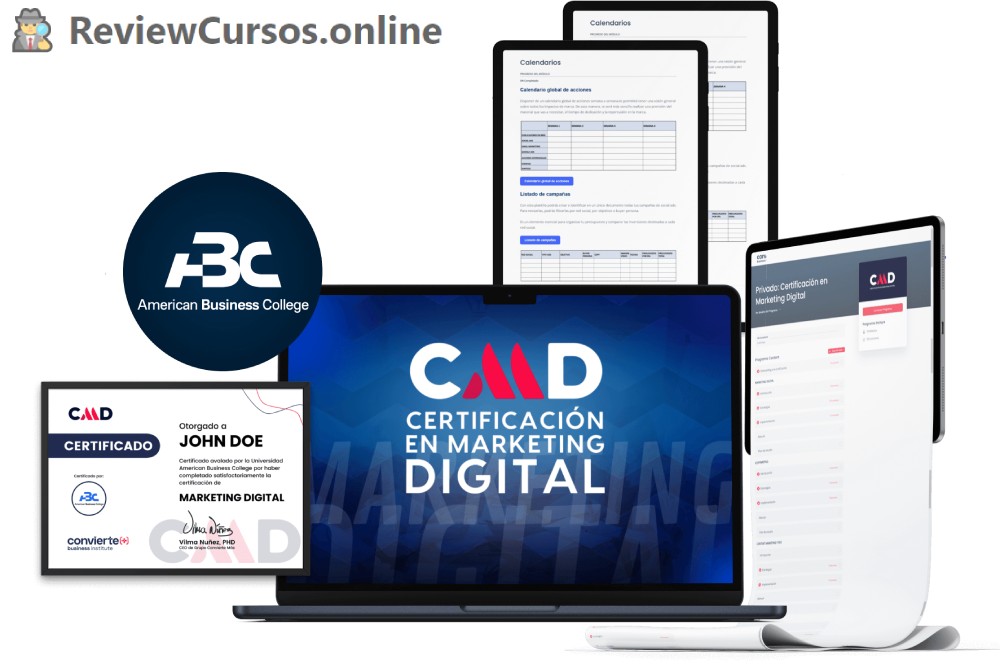 Opiniones y comentarios finales sobre la Certificación en Marketing Digital (CMD) de Vilma Núñez y la Escuela Convierte Más - Mock up del programa